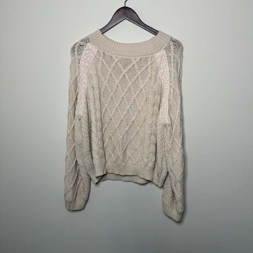 Coco + Jaimeson Oatmeal Cable Knit Diamond Layering Sweater XL